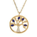 Collier en vermeil arbre de vie r&eacute;sine bleue et oxydes blancs - 40+5cm Artemare