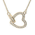 Collier en vermeil avec coeur entour&eacute; d'oxydes blancs sertis - 40+5cm