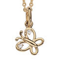 Colliers sur Artemare : Collier en vermeil pendentif papillon ajour&eacute; et oxydes blancs - 36+2cm