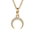 Colliers sur Artemare : Collier en vermeil pendentif demi lune orn&eacute;e d'oxydes blancs sertis - 40+4cm