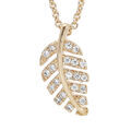Collier en vermeil feuillage avec oxydes blancs sertis - 40+4cm