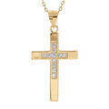 Colliers sur Artemare : Collier en vermeil pendentif croix avec oxydes blancs - 40+2+2cm