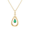 Colliers sur Artemare : Collier en vermeil pendentif goutte ovale 15mm avec goutte d'oxyde vert - 42+3cm