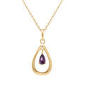 Colliers sur Artemare : Collier en vermeil pendentif goutte ovale 15mm avec goutte d' oxyde violet - 42+3cm