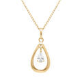 Colliers sur Artemare : Collier en vermeil pendentif goutte ovale 15mm avec goutte d'oxyde blanc - 42+3cm