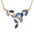 Colliers sur Artemare : Collier en vermeil forme pointe empi&eacute;rr&eacute;e bleu ciel et bleu fonc&eacute; - 40+5cm