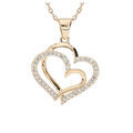 Colliers sur Artemare : Collier en vermeil double coeur et oxydes blancs sertis - 40+5cm