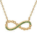 Collier en vermeil infini avec oxydes verts - 44cm r&eacute;glable 42 et 40