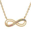 Collier vermeil motif infini avec oxydes multi couleurs sertis - 44cm r&eacute;glable 42 et 40cm