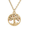 Colliers sur Artemare : Collier en vermeil pendentif arbre de vie r&eacute;sine multi couleurs - 40+4cm