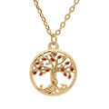 Colliers sur Artemare : Collier en vermeil pendentif arbre de vie r&eacute;sine rouge - 40+4cm