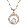 Collier en vermeil pendentif rondelle avec contour d'oxydes blancs sertis et un oxyde blanc serti - 40+5cm