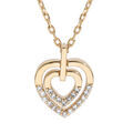 Colliers sur Artemare : Collier en vermeil pendentif deux coeurs emboit&eacute;s avec oxydes blancs sertis - 40+5cm