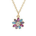 Colliers sur Artemare : Collier en vermeil pendentif fleur par&eacute;e d'oxydes multi couleurs - 42+3cm