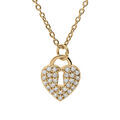 Colliers sur Artemare : Collier en vermeil pendentif cadenas coeur pav&eacute; d'oxydes blancs - 42+3cm