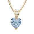 Collier en vermeil pendentif coeur d'oxydes bleu ciel et blancs - 42+3cm