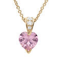 Colliers sur Artemare : Collier en vermeil pendentif coeur d'oxyde roses et blancs - 42+3cm
