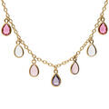 Colliers sur Artemare : Collier en vermeil pampilles forme goutte avec oxydes multi couleurs - 36+6cm