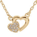 Colliers sur Artemare : Collier en vermeil double coeursdont un ajour&eacute; et l'autre avec oxydes blancs sertis - 40+5cm