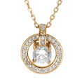 Colliers sur Artemare : Collier en vermeil pendentif rondelle oxydes blancs sertis et au centre un oxyde blanc serti - 40+5cm
