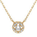 Colliers sur Artemare : Collier en vermeil pendentif rond avec oxydes blancs sertis - 40+5cm