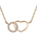 Colliers sur Artemare : Collier en vermeil avec cercle d'oxydes blancs sertis entrelac&eacute; avec coeur lisse - 40+5cm
