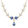 Collier en vermeil oxydes bleus et blancs et pendentif goutte bleu - 42+3cm Artemare