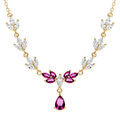 Collier en vermeil oxydes rouges et blancs et pendentif rouge - 42+3cm
