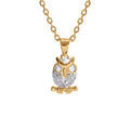 Collier en vermeil pendentif chouette hibou oxyde blanc - 41+3cm
