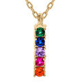 Colliers sur Artemare : Collier en vermeil pendentif rectangulaire avec pierres multi couleurs - 44cm r&eacute;glable 42 et 40