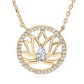 Collier en vermeil fleur de lotus dans cercle d'oxydes blancs sertis - 39+4cm Artemare