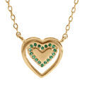Colliers sur Artemare : Collier en vermeil pendentif coeur avec oxydes verts - 40+4cm