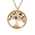 Colliers sur Artemare : Collier en vermeil pendentif arbre de vie avec oxydes d&eacute;grad&eacute; bleu et contour perl&eacute; du cercle - 42+3cm