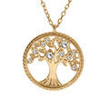 Colliers sur Artemare : Collier en vermeil pendentif arbre de vie avec oxydes blancs et contour perl&eacute; du cercle - 42+3cm