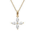 Colliers sur Artemare : Collier en vermeil pendentif fleur quatre p&eacute;tales en oxyde blanc - 40+4cm