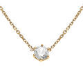 Colliers sur Artemare : Collier en vermeil solitaire d'oxyde blanc 5mm sertis 6 griffes - 38+4cm
