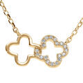 Colliers sur Artemare : Collier en vermeil pendentif double fleur oyydes blancs sertis - 40+4cm
