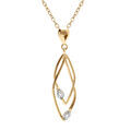 Collier en vermeil deux losanges entrelac&eacute;s avec oxydes blancs sertis - 39+4cm Artemare