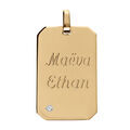 Pendentifs sur Artemare : Pendentif plaque gi en vermeil pans coup&eacute;s un oxyde blanc serti - 25*14mm