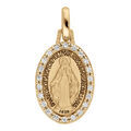 Pendentifs sur Artemare : Pendentif en vermeil m&eacute;daille ovale "miraculeuse" avec contour oxydes blancs sertis - recto verso