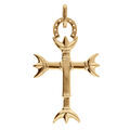 Pendentif en vermeil croix camarguaise avec trident et fer &agrave; cheval - 37 mm x 22 mm