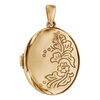 Pendentif en vermeil cassolette ovale avec fleur grav&eacute;es