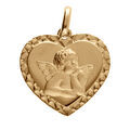 Pendentifs sur Artemare : Pendentif en vermeil coeur contour diamant&eacute; avec Ange