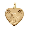 Pendentifs sur Artemare : Pendentif en vermeil coeur diamantage &eacute;toil&eacute; en haut avec Ange