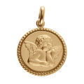 Pendentifs sur Artemare : Pendentif en vermeil m&eacute;daille diamant&eacute; avec Ange - 15mm