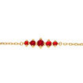 Bracelet en plaqu&eacute; or oxydes rouges horizontaux - 15.5+2.5m
