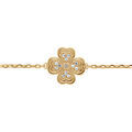 Bracelets sur Artemare : Bracelet en plaqu&eacute; or tr&egrave;fle avec oxydes blancs - 15.5+2.5cm