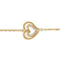 Bracelets sur Artemare : Bracelet en plaqu&eacute; or double coeur avec oxydes blancs - 15.5+2.5cm