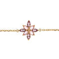 Bracelets sur Artemare : Bracelet en plaqu&eacute; or fleur d'oxydes violets et roses - 15.5+2.5cm