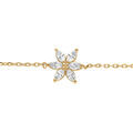 Bracelets sur Artemare : Bracelet en plaqu&eacute; or fleur prn&eacute;e oxydes blancs - 15.5+2.5cm